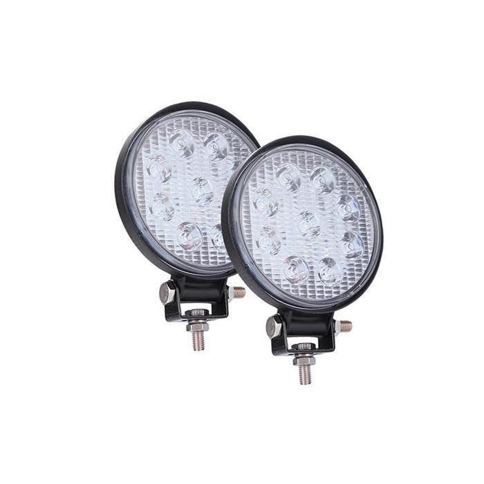 Set 2 proiectoare LED BAR, OFF ROAD, rotund, 9 LED, 27 W, 11 cm