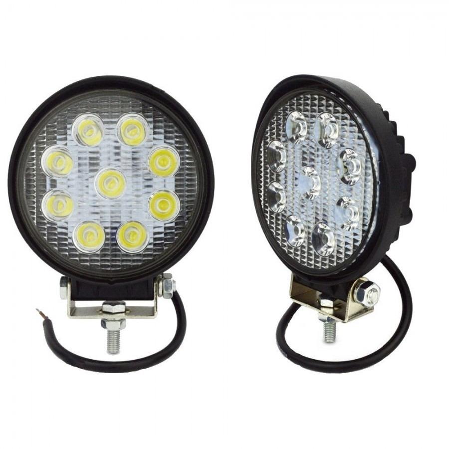 Set 2 proiectoare LED BAR, OFF ROAD, rotund, 9 LED, 27 W, 11 cm