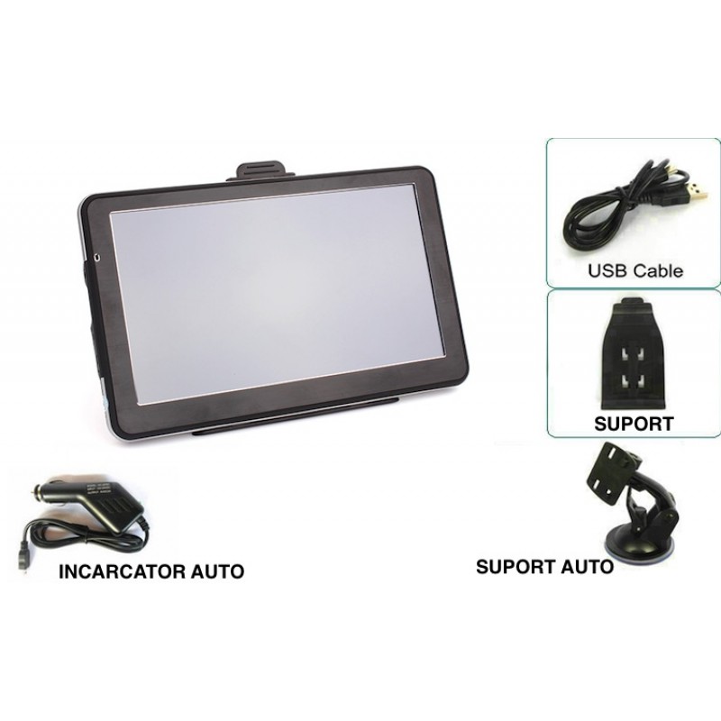 GPS auto in limba romana cu Bluetooth. Display 7 inch. Memorie interna 8 GB.