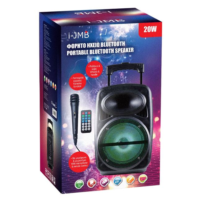 Boxa portabila Bluetooth i-JMB, 20 W, USB/TF/FM, 10 m, 3600 mAh