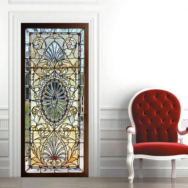 Autocolant decorativ pentru usa, vitraliu - 76 x 220 cm
