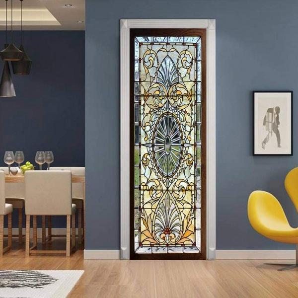 Autocolant decorativ pentru usa, vitraliu - 76 x 220 cm
