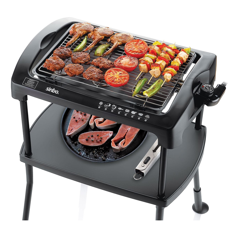 Gratar electric Sinbo SBG7102A, 2000W, tava grasime, termostat 5 trepte
