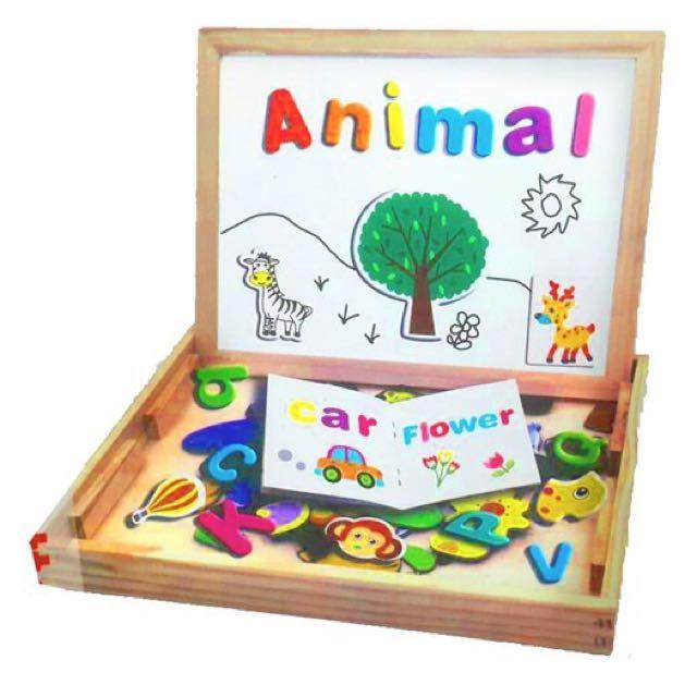 Jucarii educative din lemn: Socotitoare copii + Puzzle Magnetic