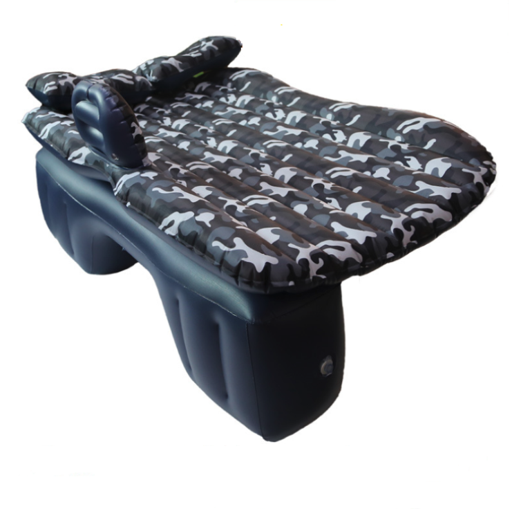 Saltea auto gonflabila, 2 perne incluse, bancheta masina, Camuflaj Albastru
