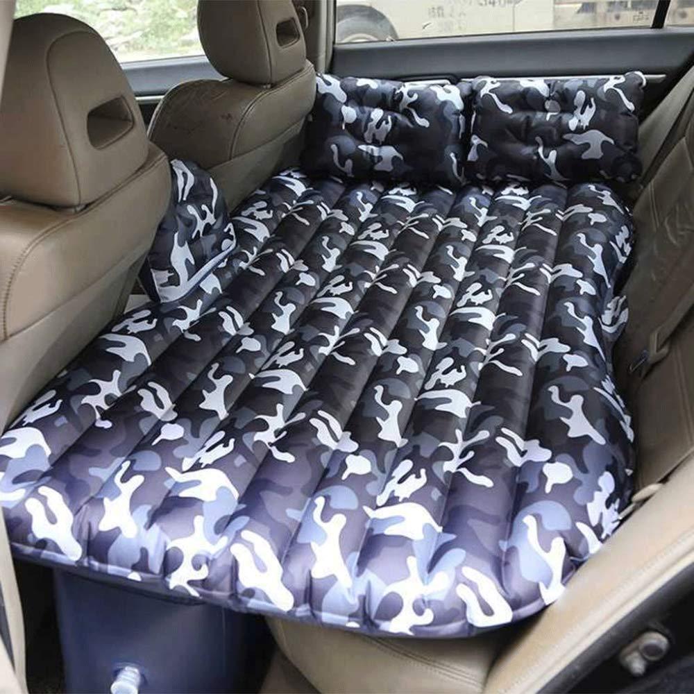 Saltea auto gonflabila, 2 perne incluse, bancheta masina, Camuflaj Albastru