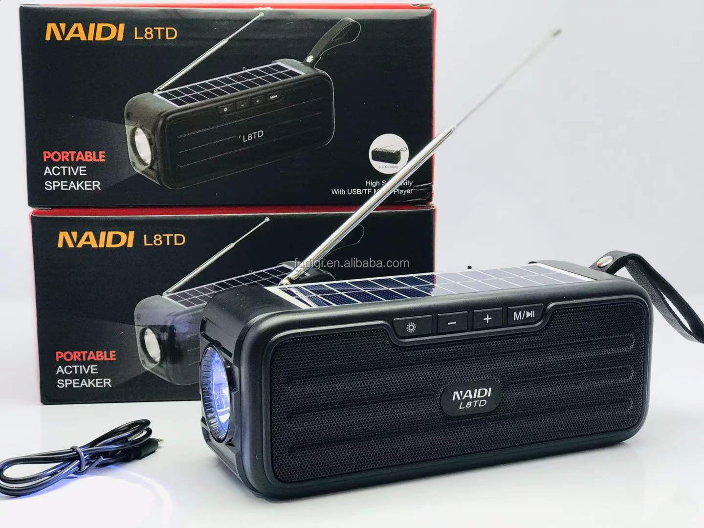 Radio portabil cu panou solar, Bluetooth L8TD, 3.7 V, 10W, 1200 mAh