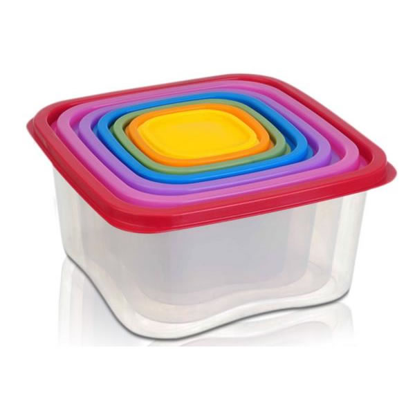 Set 7 caserole prevazute cu capace colorate