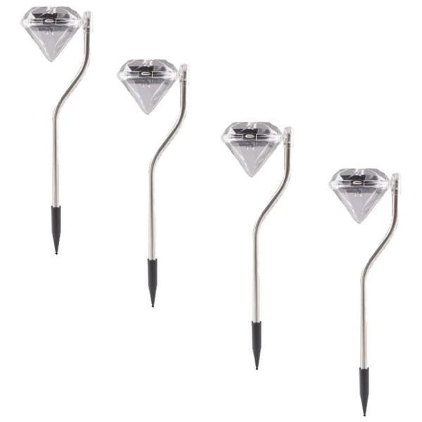 Set 4 x Lampa solara diamant pentru gradina