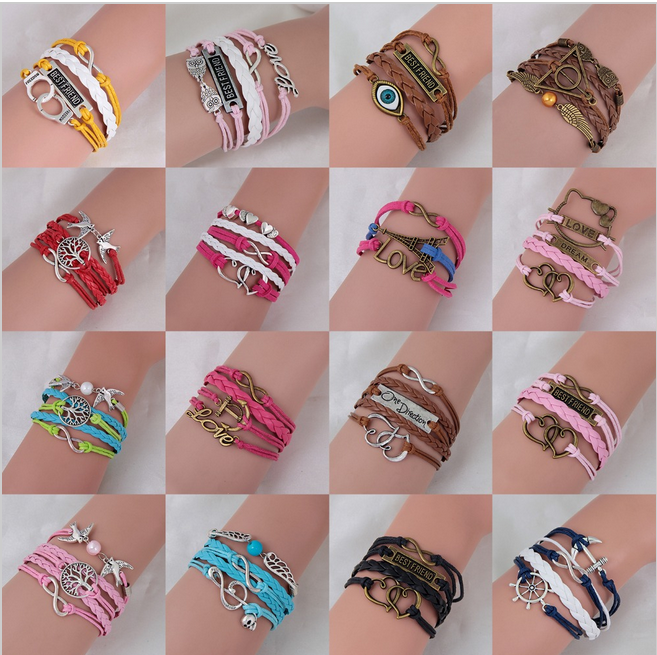 Set 3 bratari martisor cu accesorii si bratara piele