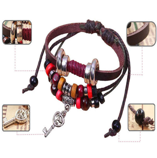 Set 3 bratari martisor cu accesorii si bratara piele