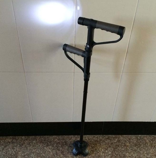 Baston de sprijin cu 2 manere Get Up. Reglabil. Pliabil. Lanterna 3 led.
