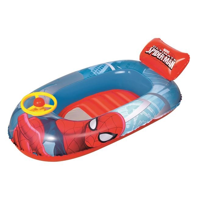 Colac copii cu volan - barca gonflabila Spiderman 112 x 71 cm
