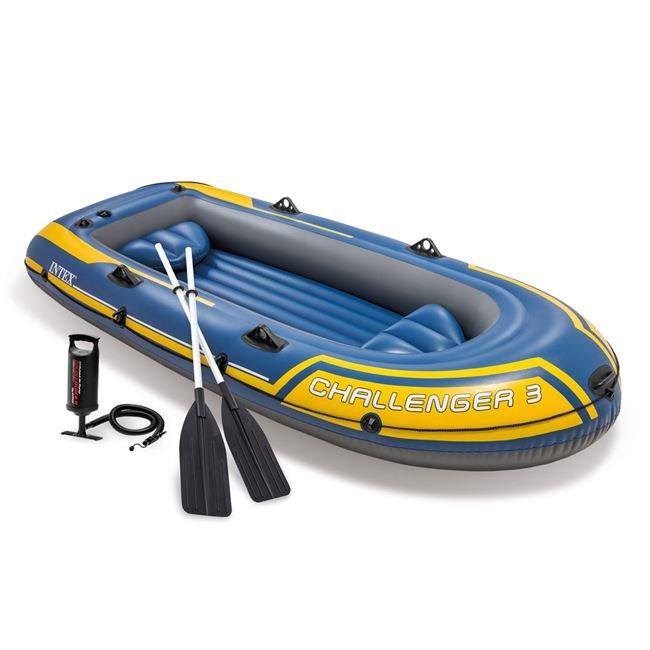 Barca gonflabila cu vasle si pompa, Challenger 3 Intex, 2.95 M x 1.37 M