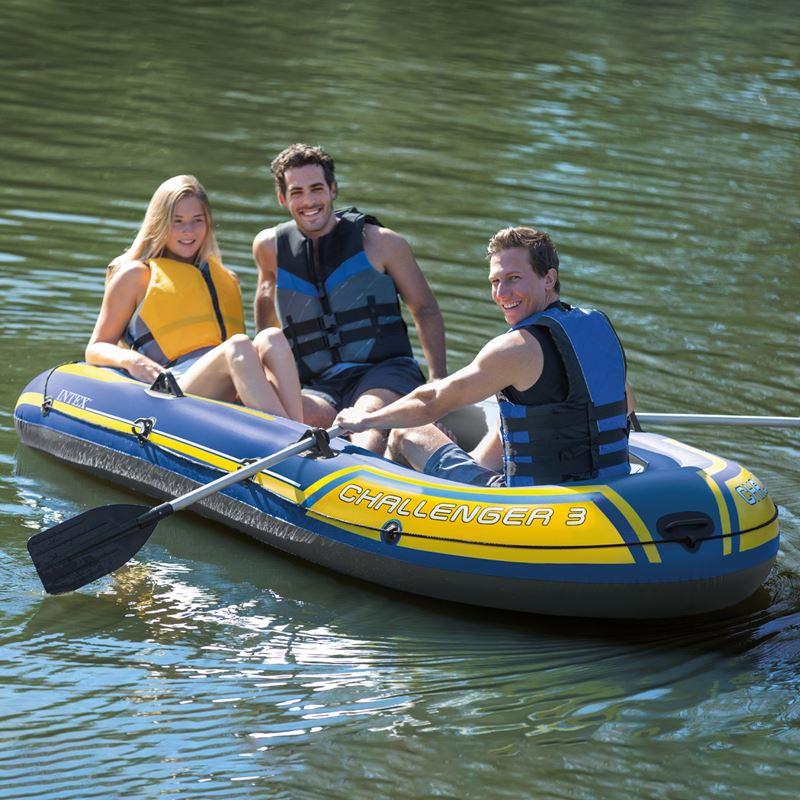 Barca gonflabila cu vasle si pompa, Challenger 3 Intex, 2.95 M x 1.37 M