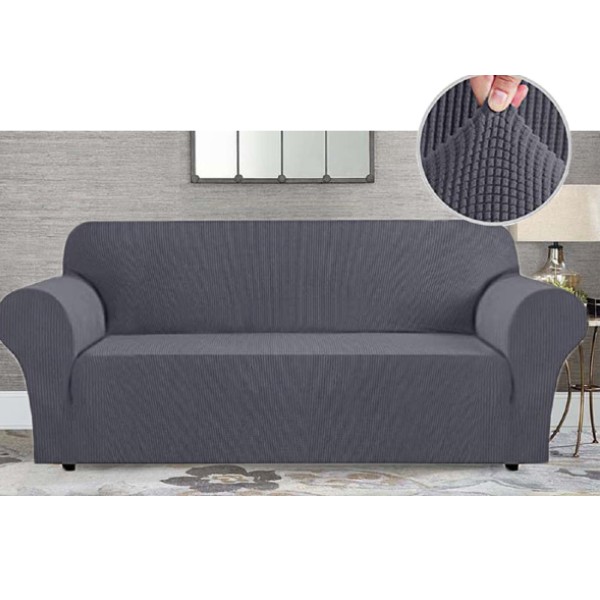 Husa gri cu elastic pentru canapea, lungime 180-215 cm