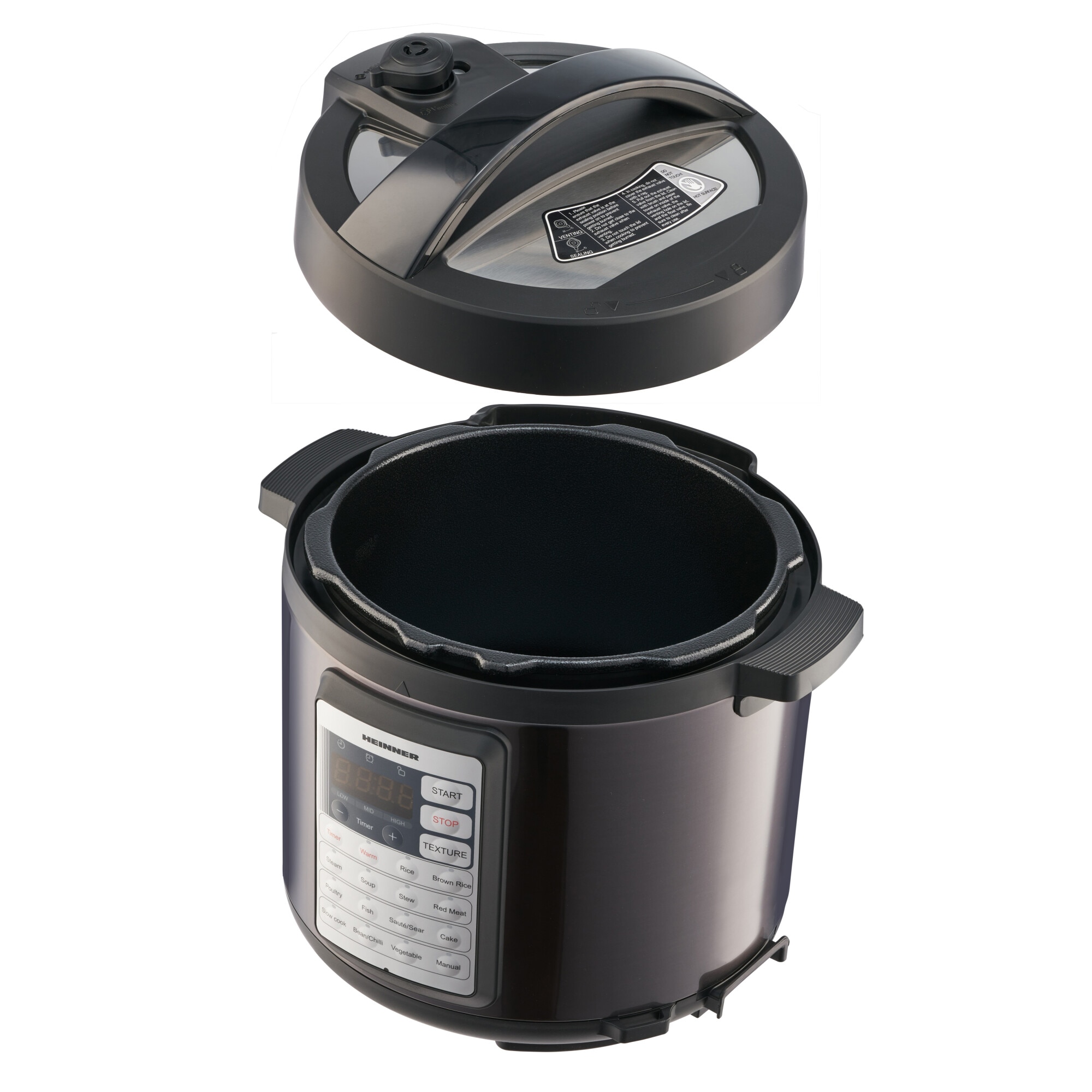 Multicooker cu gatire sub presiune Heinner 1000W, 5.7l, 14 programe