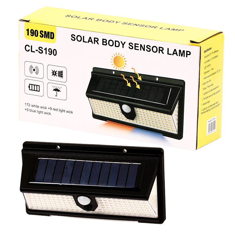 Lampa solara de perete 190 LED SMD, senzor de miscare, CL-S190