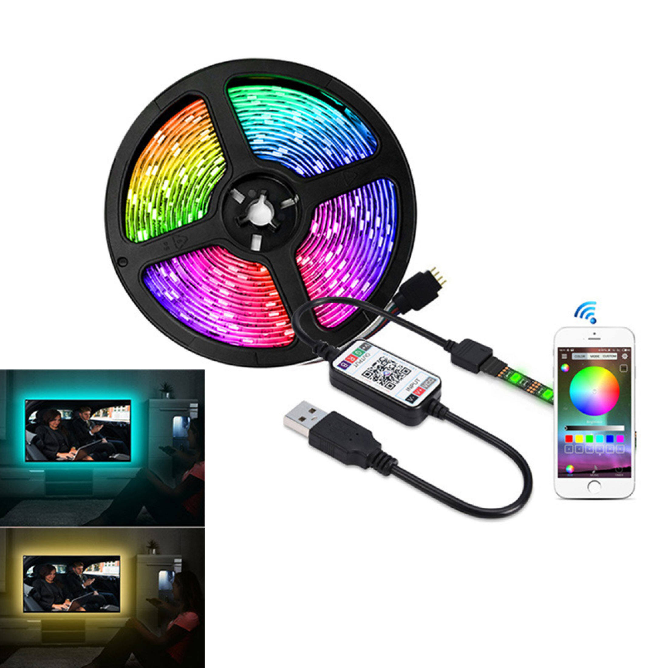 Banda LED RGB 5 metri, lumina ambientala, TV, USB, telecomanda