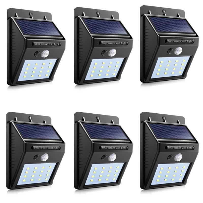 Set 6 x Lampa solara de perete cu senzor miscare 30 LED