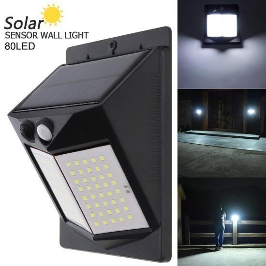 Set 4 x Lampa solara 80 LED, senzor miscare, 500 LM