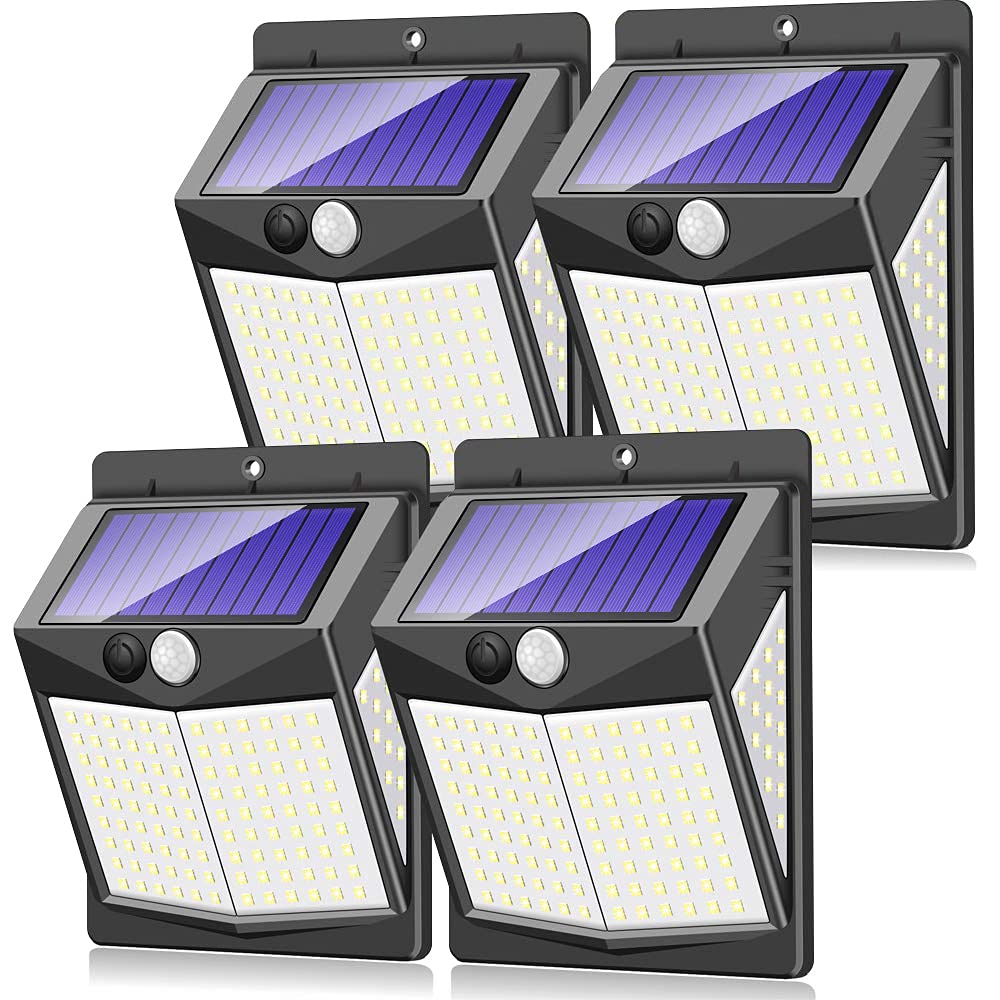 Set 4 x Lampa solara 80 LED, senzor miscare, 500 LM