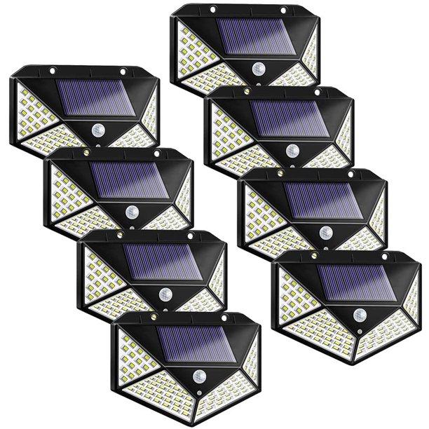 Set 8 x Lampa 100 LED cu panou solar, senzor de miscare