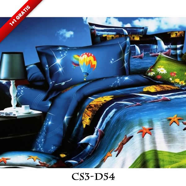 Oferta 1+1 Gratis! Lenjerii 3D din bumbac satinat 4 piese