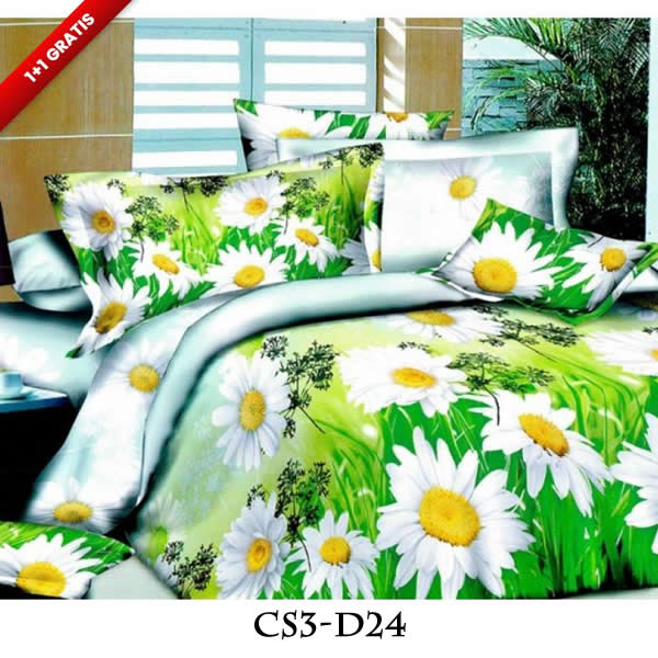 Oferta 1+1 Gratis! Lenjerii 3D din bumbac satinat 4 piese