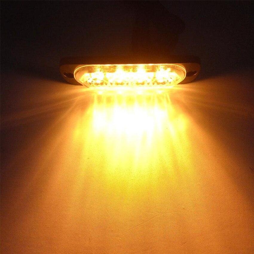 Set 4 stroboscoape auto 4 LED 12V, lumina portocalie