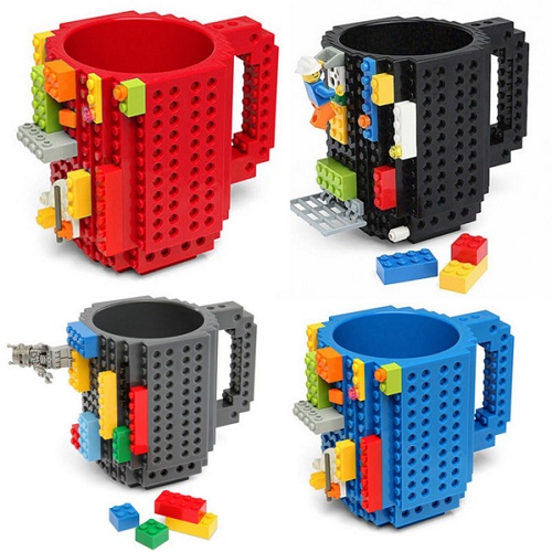 Cana cu piese lego, pentru copii, 350 ml, plastic