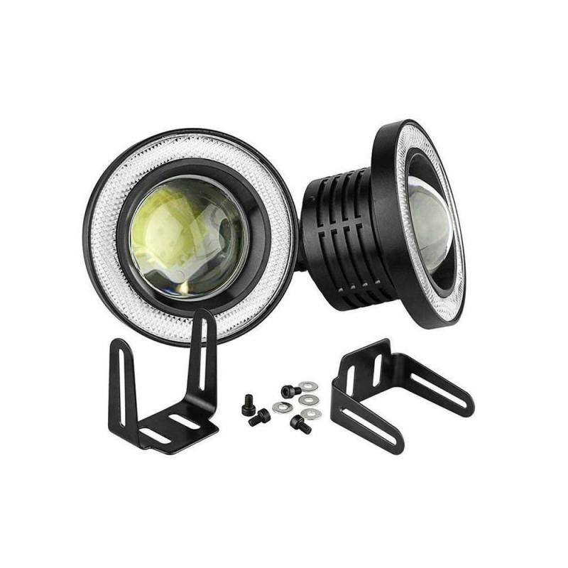 Set 2 proiectoare auto LED, lupa, Angel Eyes, 64 mm