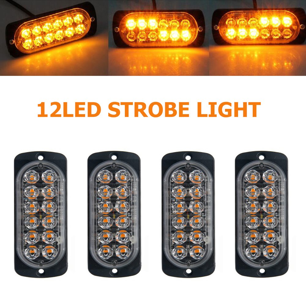 Set 4 x Stroboscop 12 LED, lumina portocalie