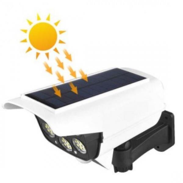 Camera falsa cu panou solar, 77 LED, senzor de miscare