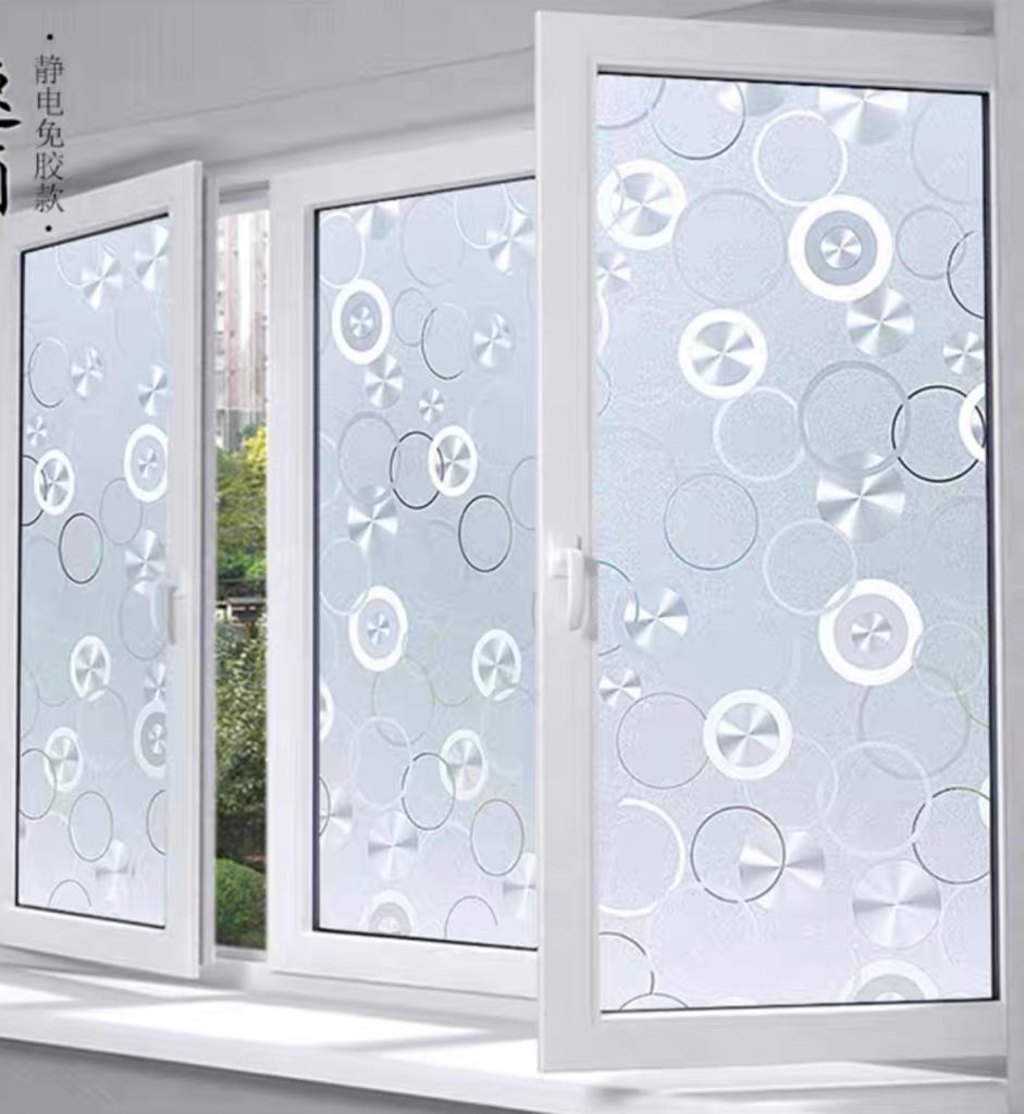 Folie decorativa pentru geam, 45 cm x 300 cm, model cercuri