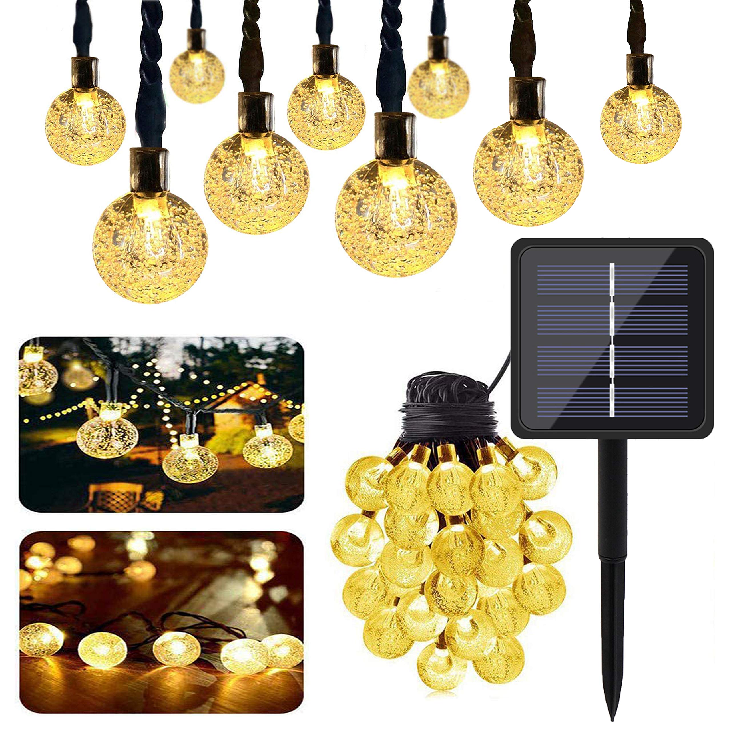 Set 2 x Instalatie solara LED 30 globulete, Alb cald