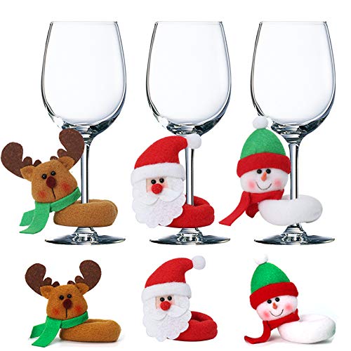 Set 6 decoratiuni de Craciun pentru pahare de vin