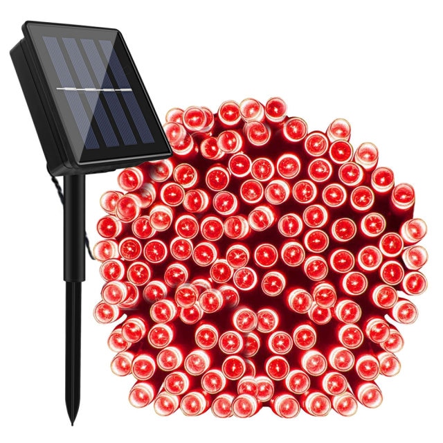 Set 2 x Instalatie LED pentru exterior cu incarcare solara, rosu
