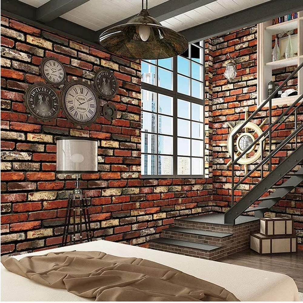 Set 10 x Tapet adeziv caramida rosie, 77 x 70 cm, spuma moale 3D