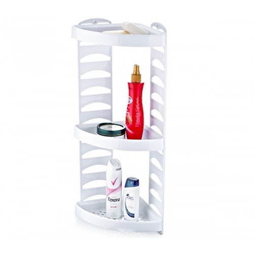 Raft organizator din plastic pe colt pentru baie