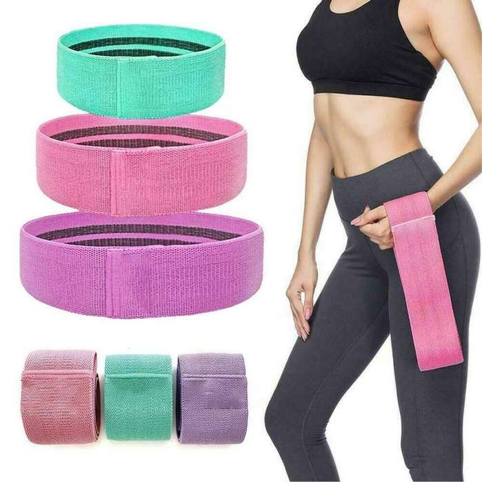 Set 6 benzi elastice din material, 3 niveluri de rezistenta, saculet inclus