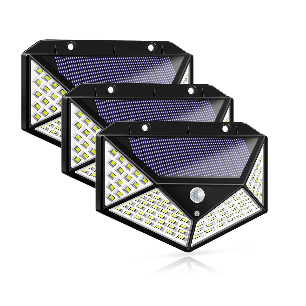 Set 3 x Lampa 100 LED cu panou solar, senzor de miscare
