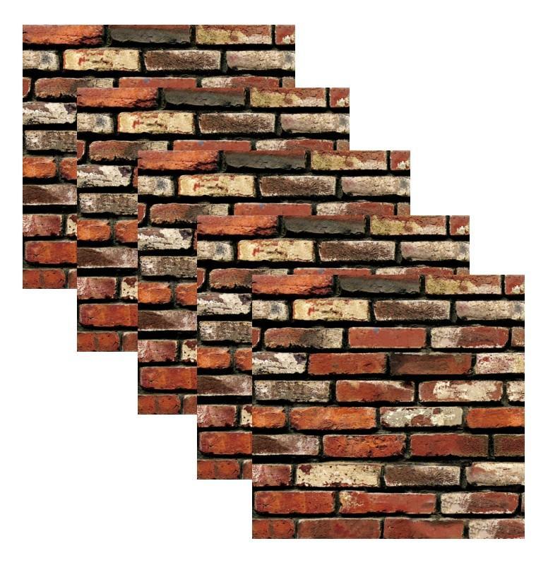 Set 5 x Tapet adeziv caramida rosie, 77 x 70 cm, spuma moale 3D