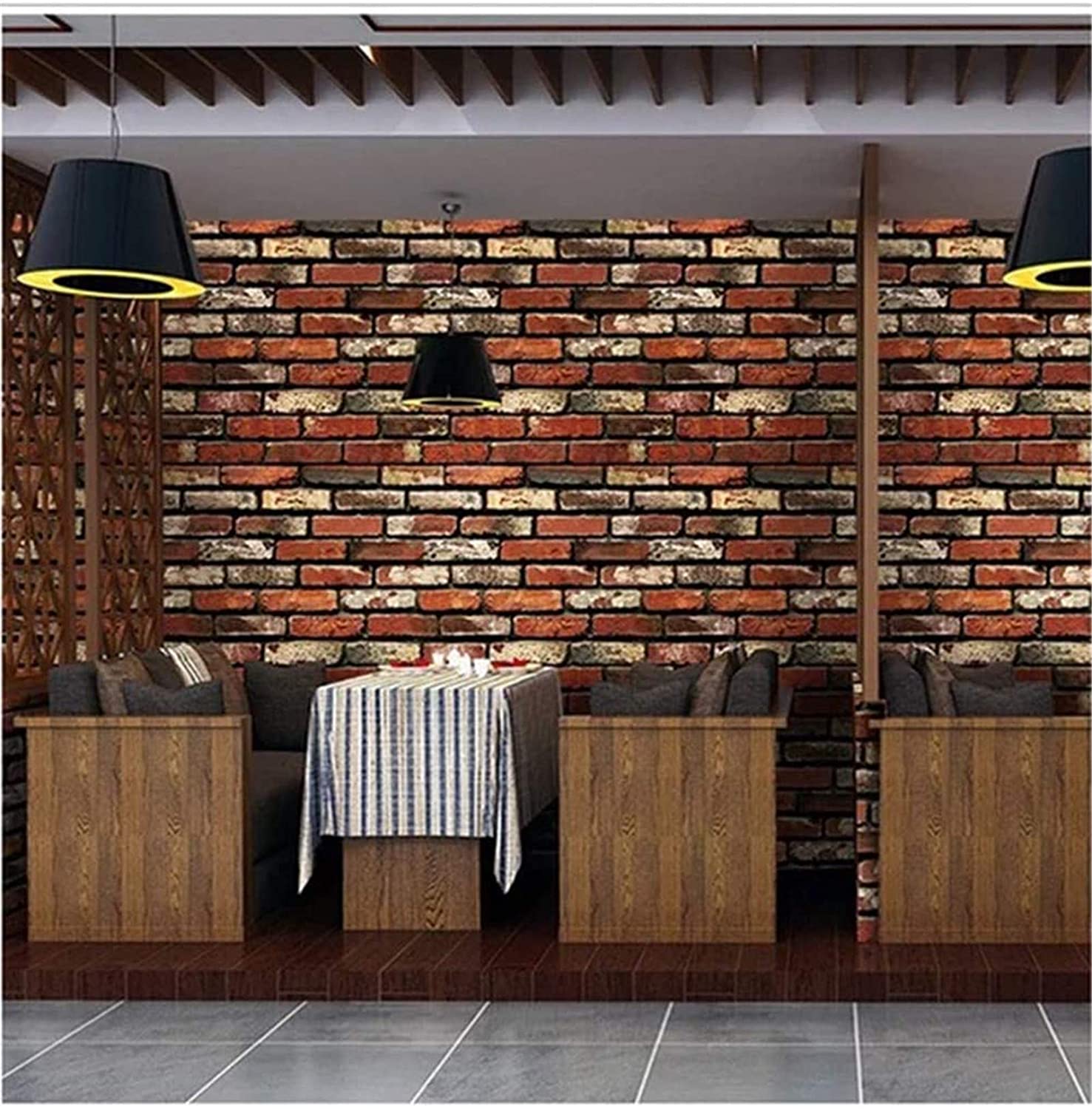 Set 5 x Tapet adeziv caramida rosie, 77 x 70 cm, spuma moale 3D