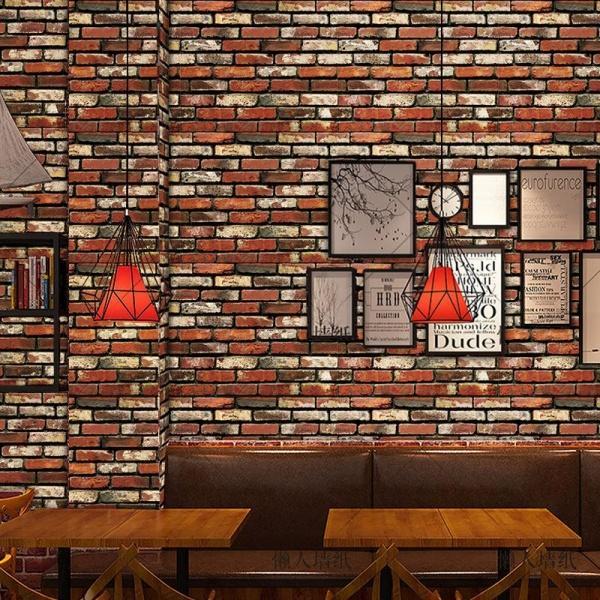 Set 5 x Tapet adeziv caramida rosie, 77 x 70 cm, spuma moale 3D