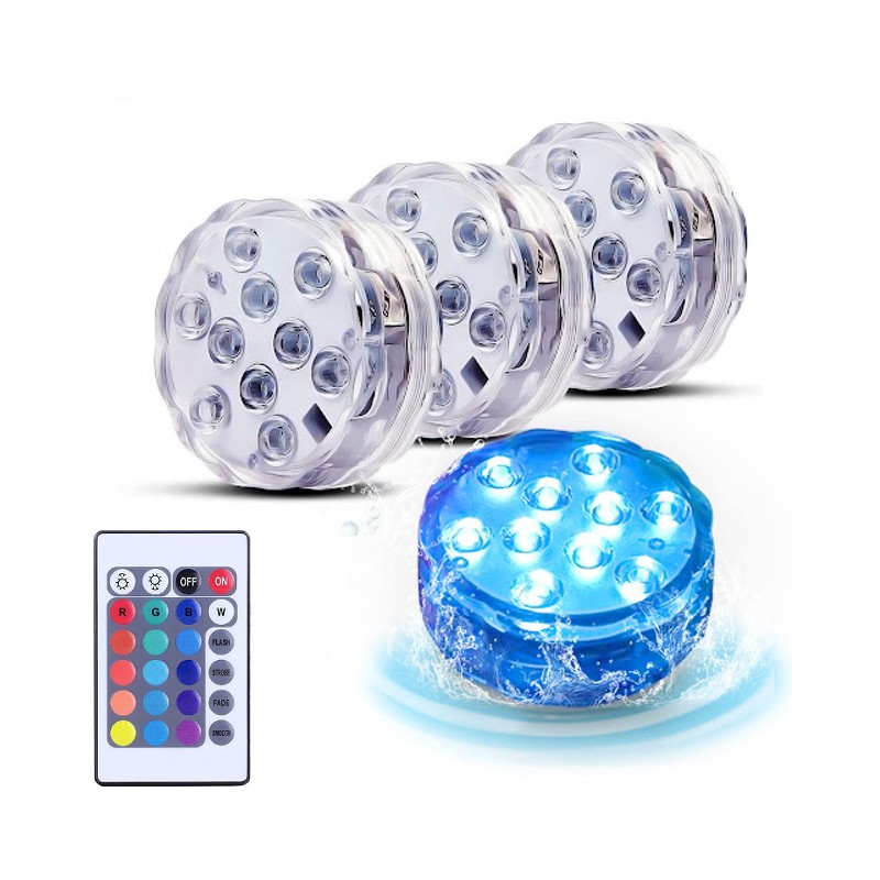 Set 4 lampi LED RGB, cu telecomanda, rezistente la apa