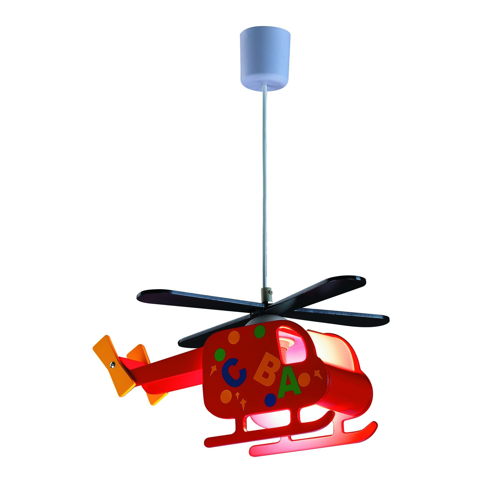 Lampa suspendata copii, Pendul Helicopter, 1 x E27, rosu