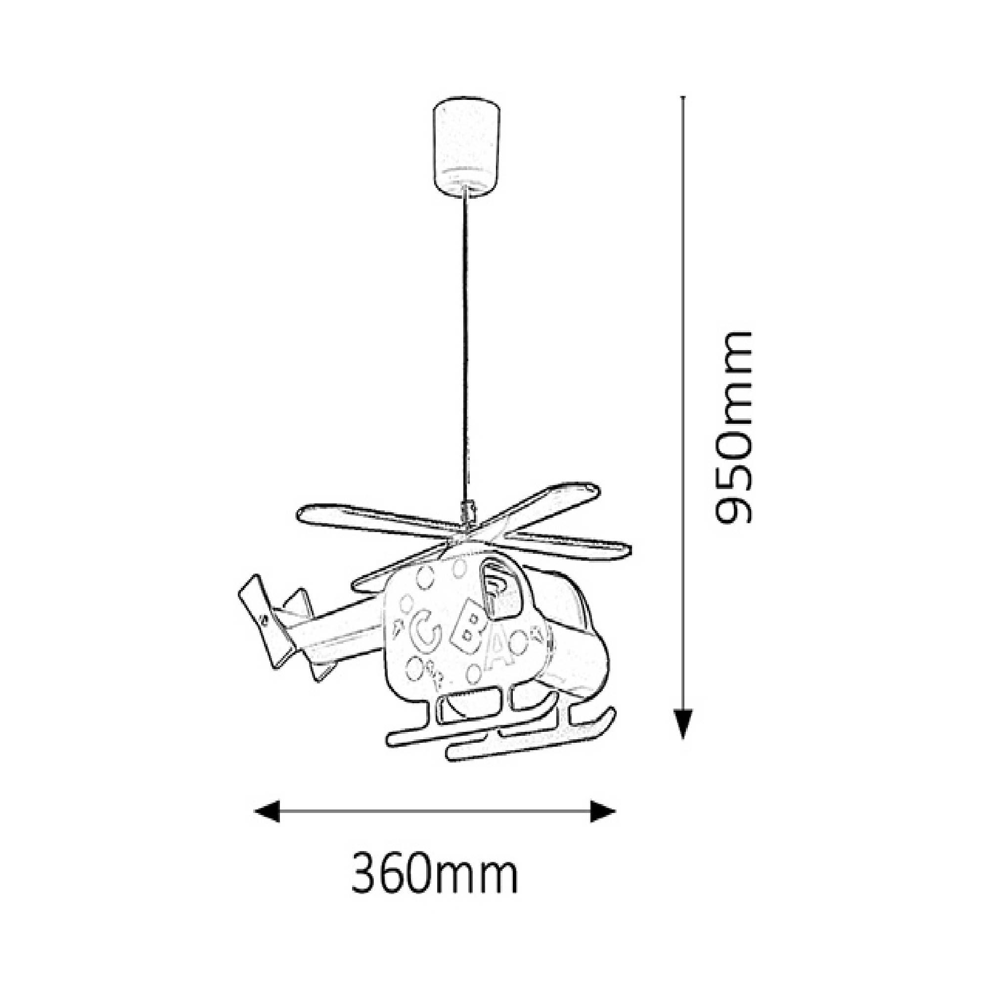 Lampa suspendata copii, Pendul Helicopter, 1 x E27, rosu