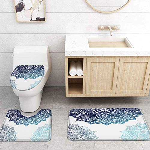 Set pentru baie: perdea, covorase si husa de toaleta, Oriental Blue