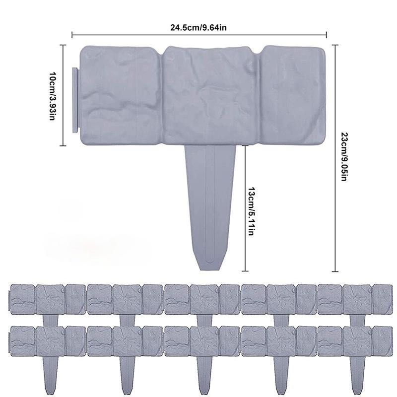 Set 10 x Bordura din plastic cu aspect de piatra